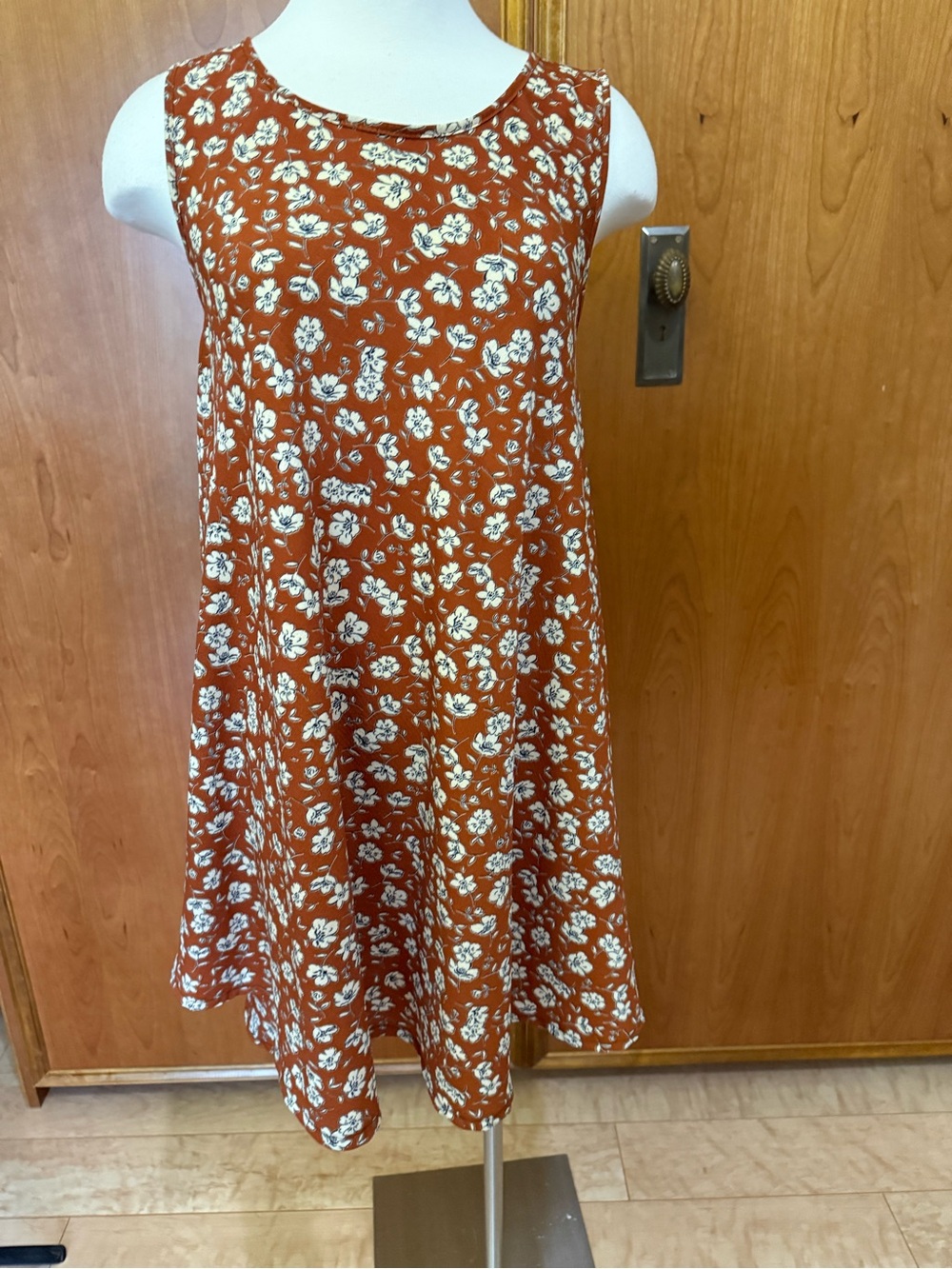 Sleeveless Floral Asymmetrical Dress in Rust